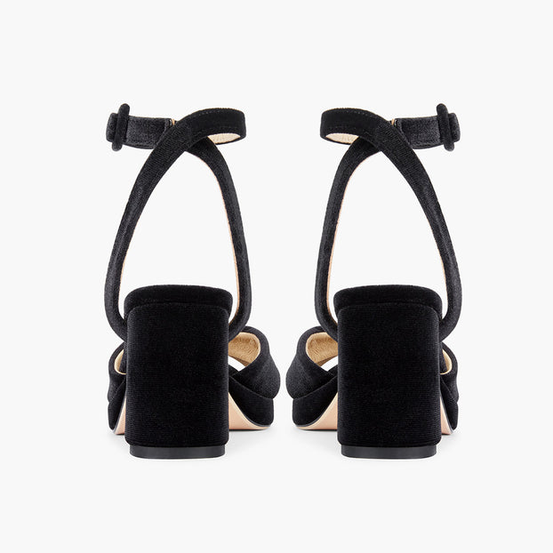 LUIZA VELVET - black platform sandals