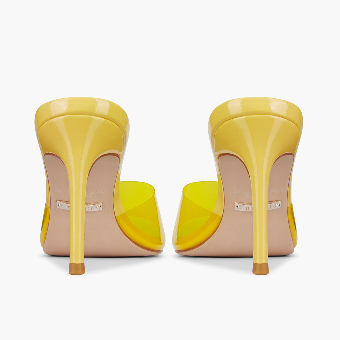 Marisol - Yellow PVC Pointed-toe Mules