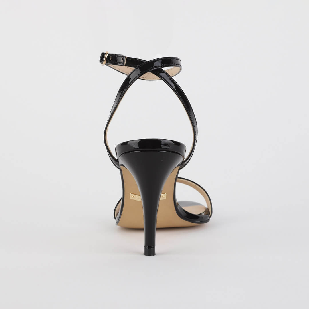 Petite Size Elegant Black Patent Leather Sandals UK 1