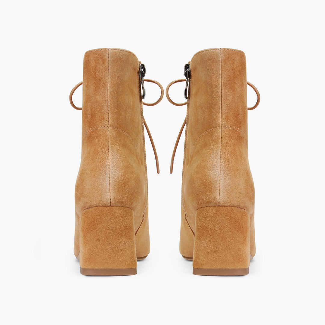 *MILO BEIGE- suede lace up bootie