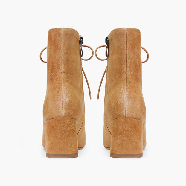 *MILO BEIGE- suede lace up bootie
