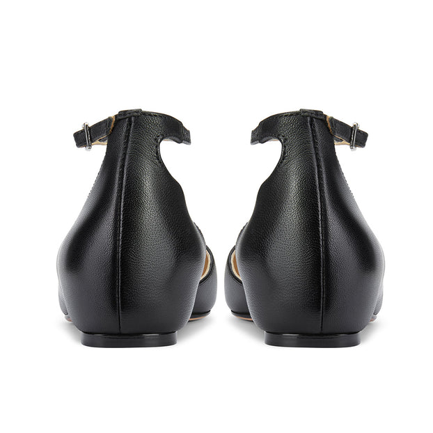 PEEKMI BLACK - Leather Ankle Strap Pumps