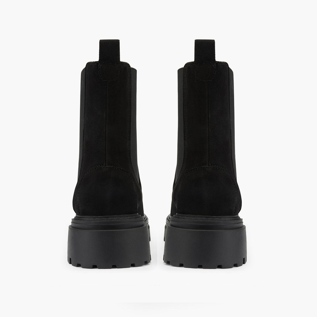 *SAIGE NUBUCK - flatform chelsea boots
