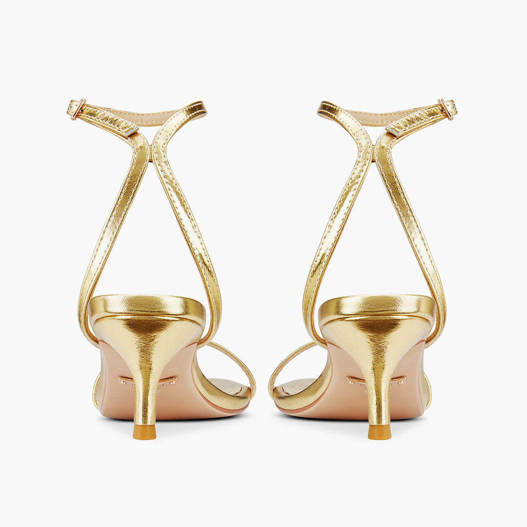 Shiloh Gold Kitten - strappy sandals