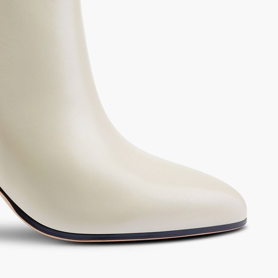 TANYA - ivory leather ankle boots