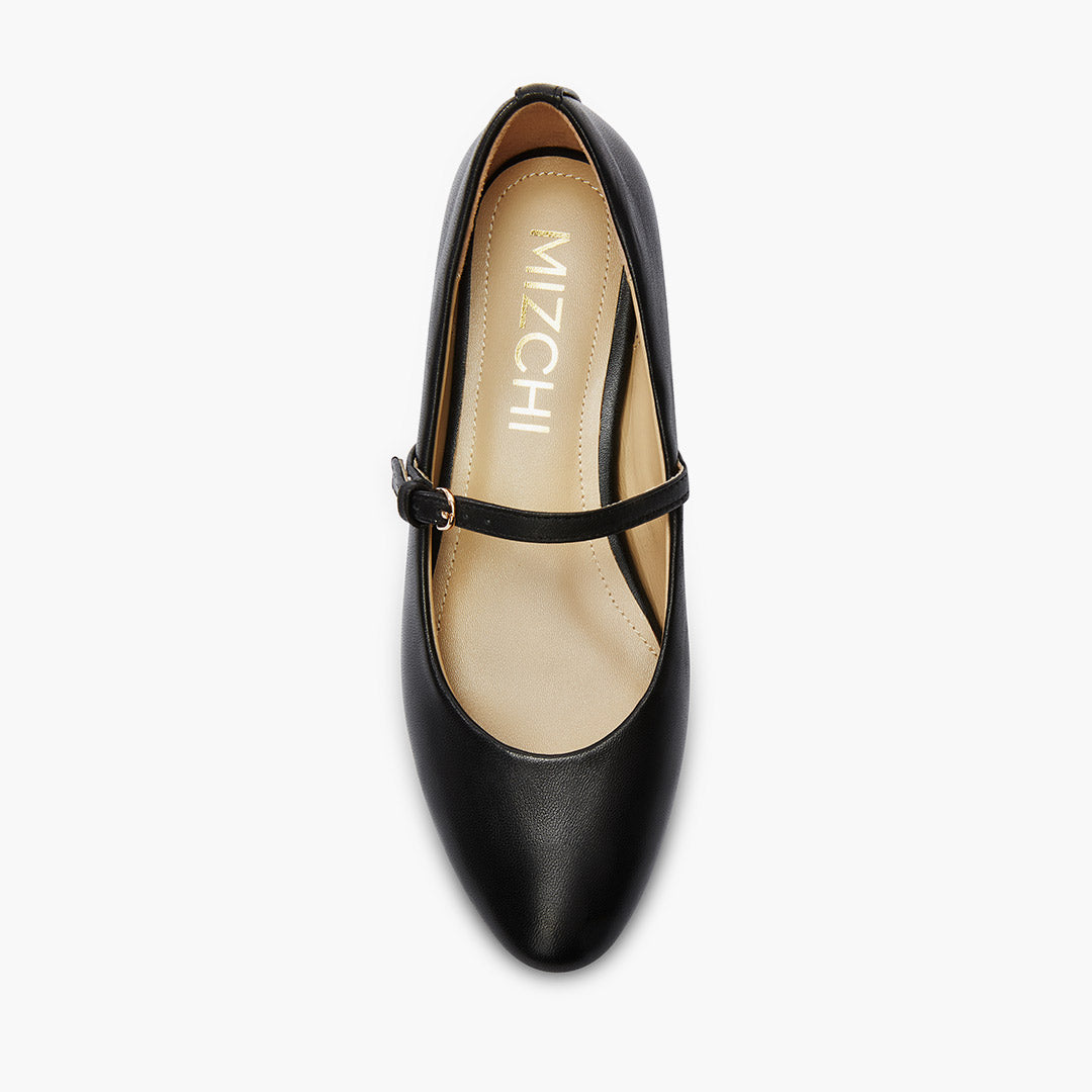Zoara Black - Leather Mary Jane Ballet pumps