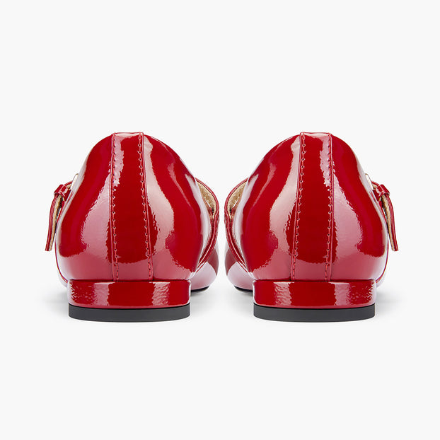 Zoara Red - Leather Mary Jane Ballet pumps