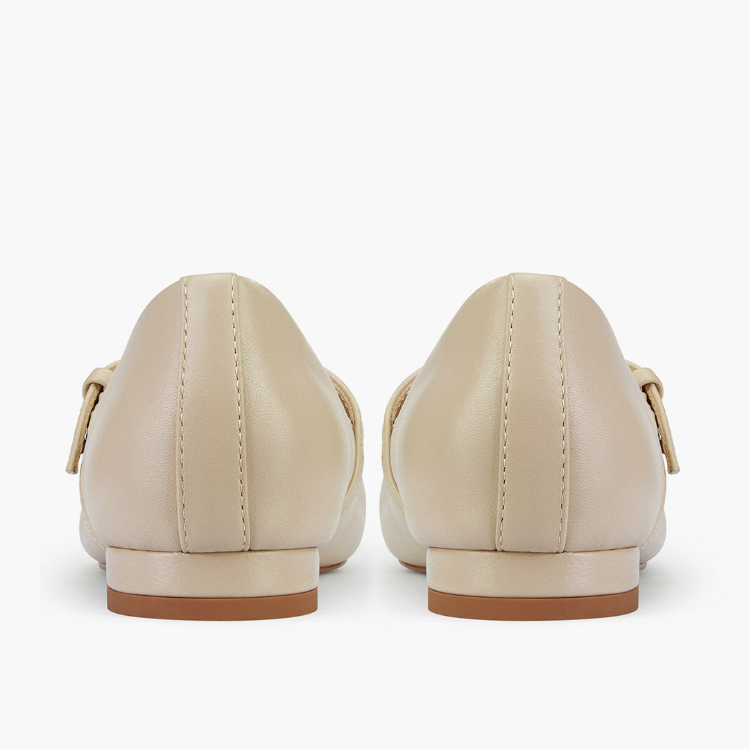 Zoara beige - Leather Mary Jane Ballet pumps