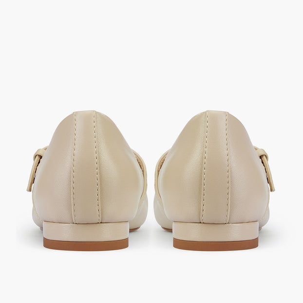 Zoara beige - Leather Mary Jane Ballet pumps