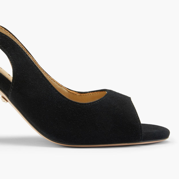 *ANGELIKA BLACK SUEDE - open toe slingback