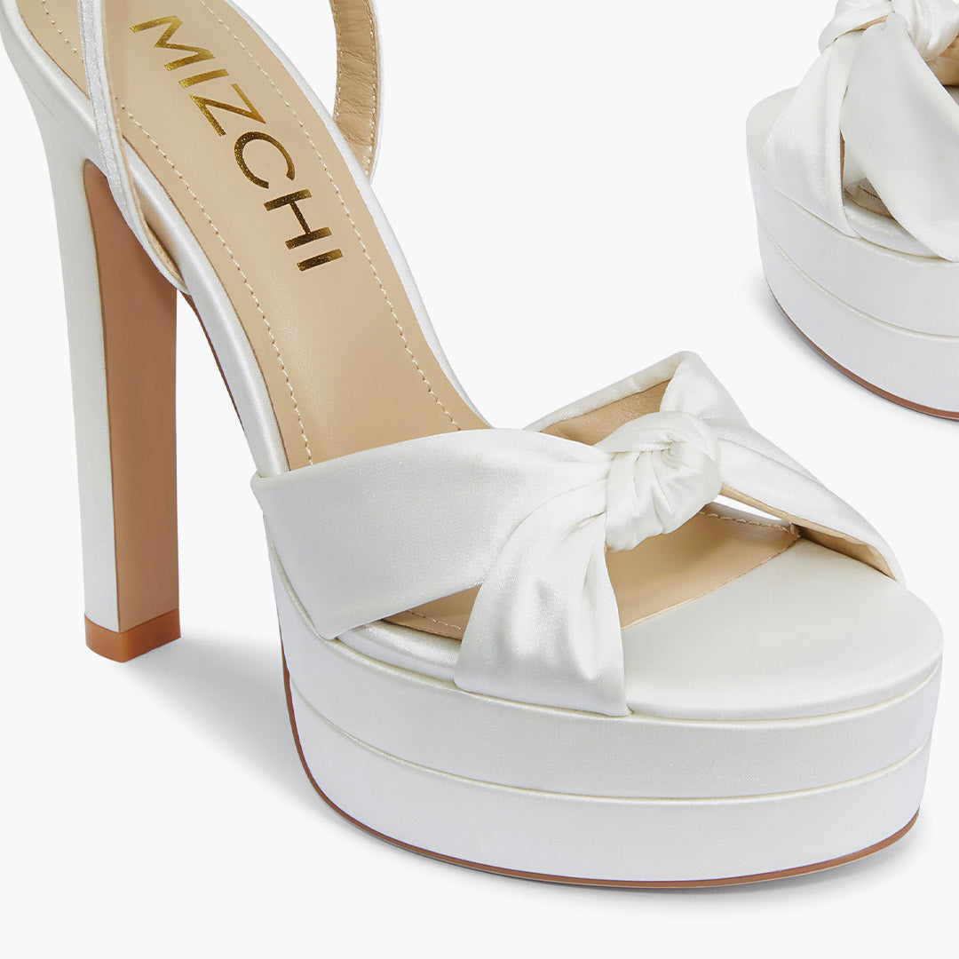 Aurielle Ivory - Satin Platform Sandals