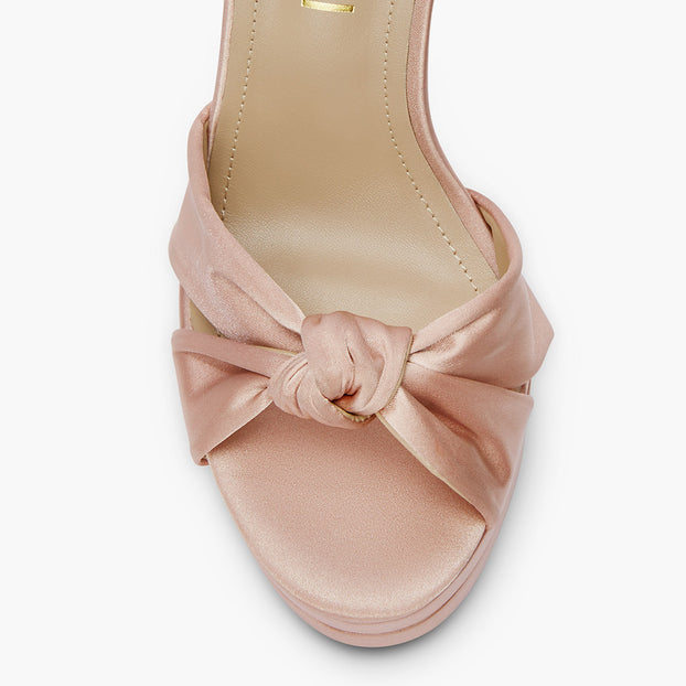 Aurielle Beige - Satin Platform Sandals
