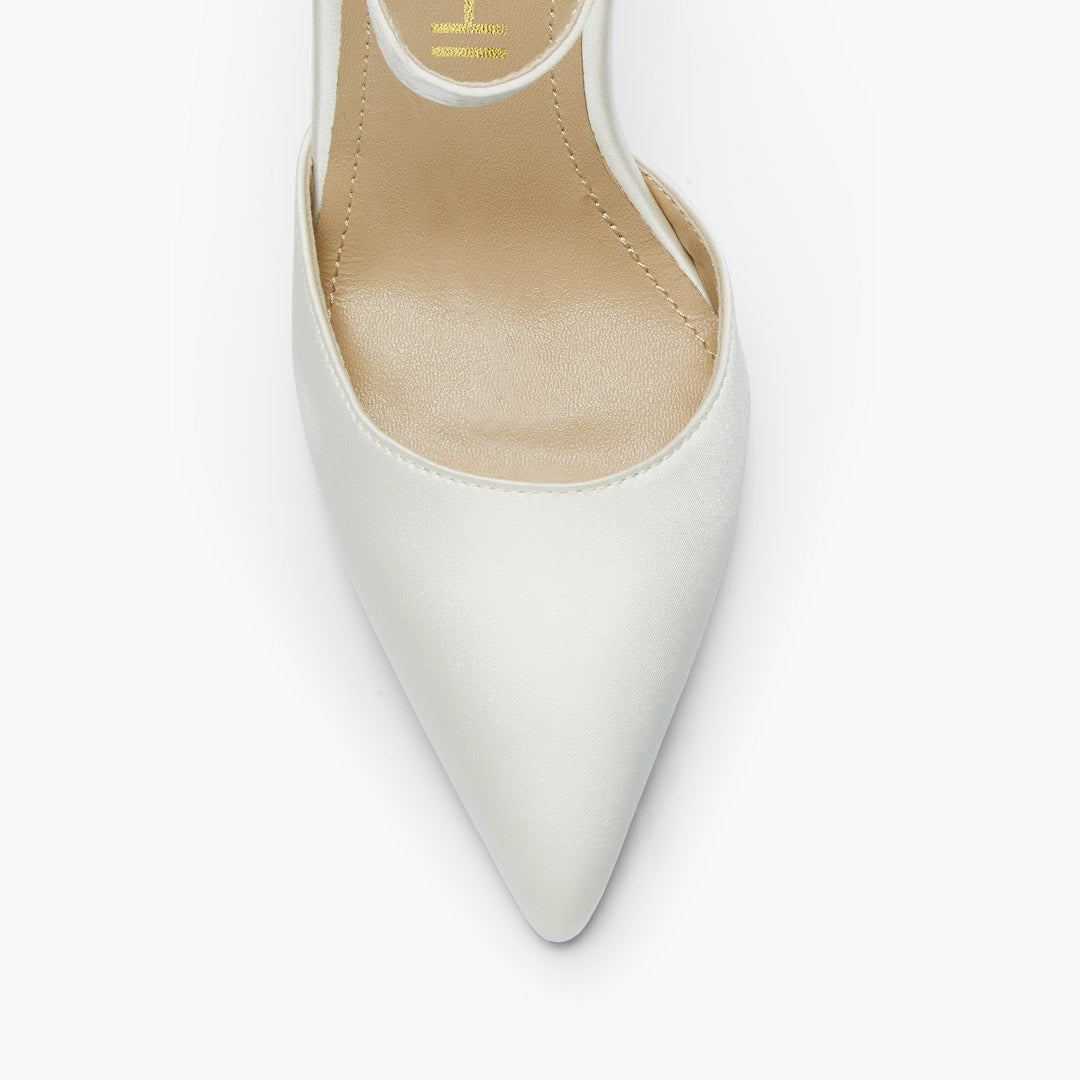 *BIANCA  IVORY SATIN - classic ankle strap pumps
