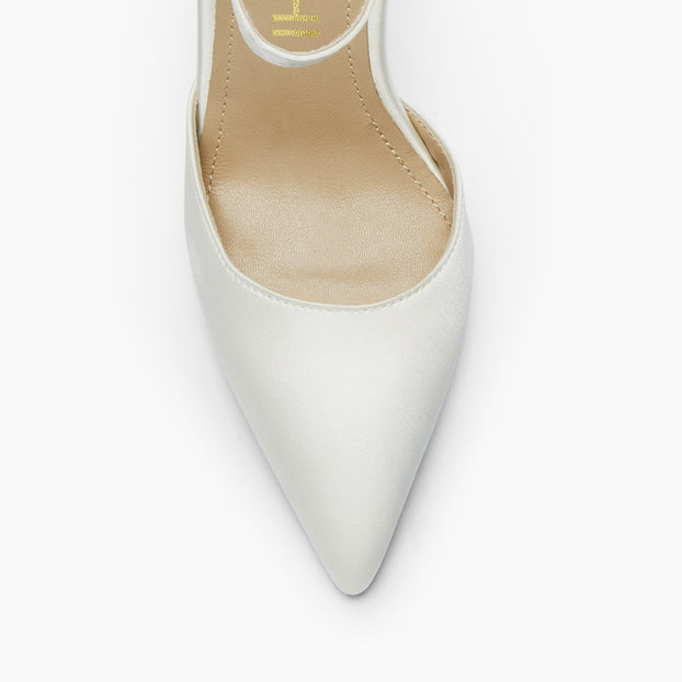 *BIANCA  IVORY SATIN - classic ankle strap pumps