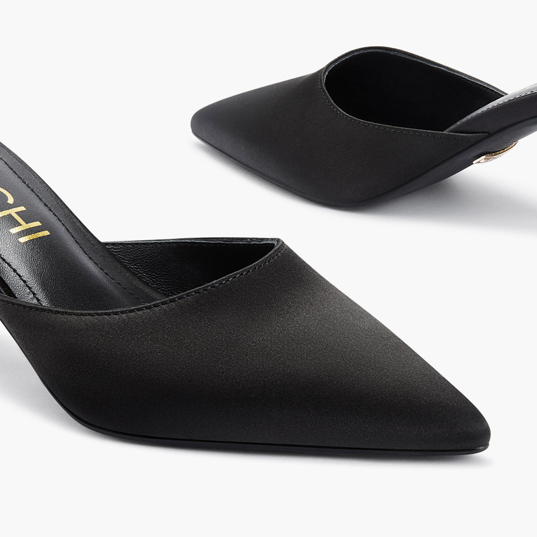 Clio Black - Satin Mules
