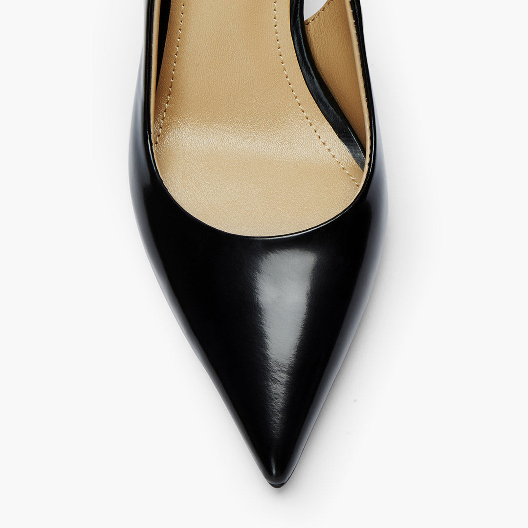Lena 75 - black polished leather slingback