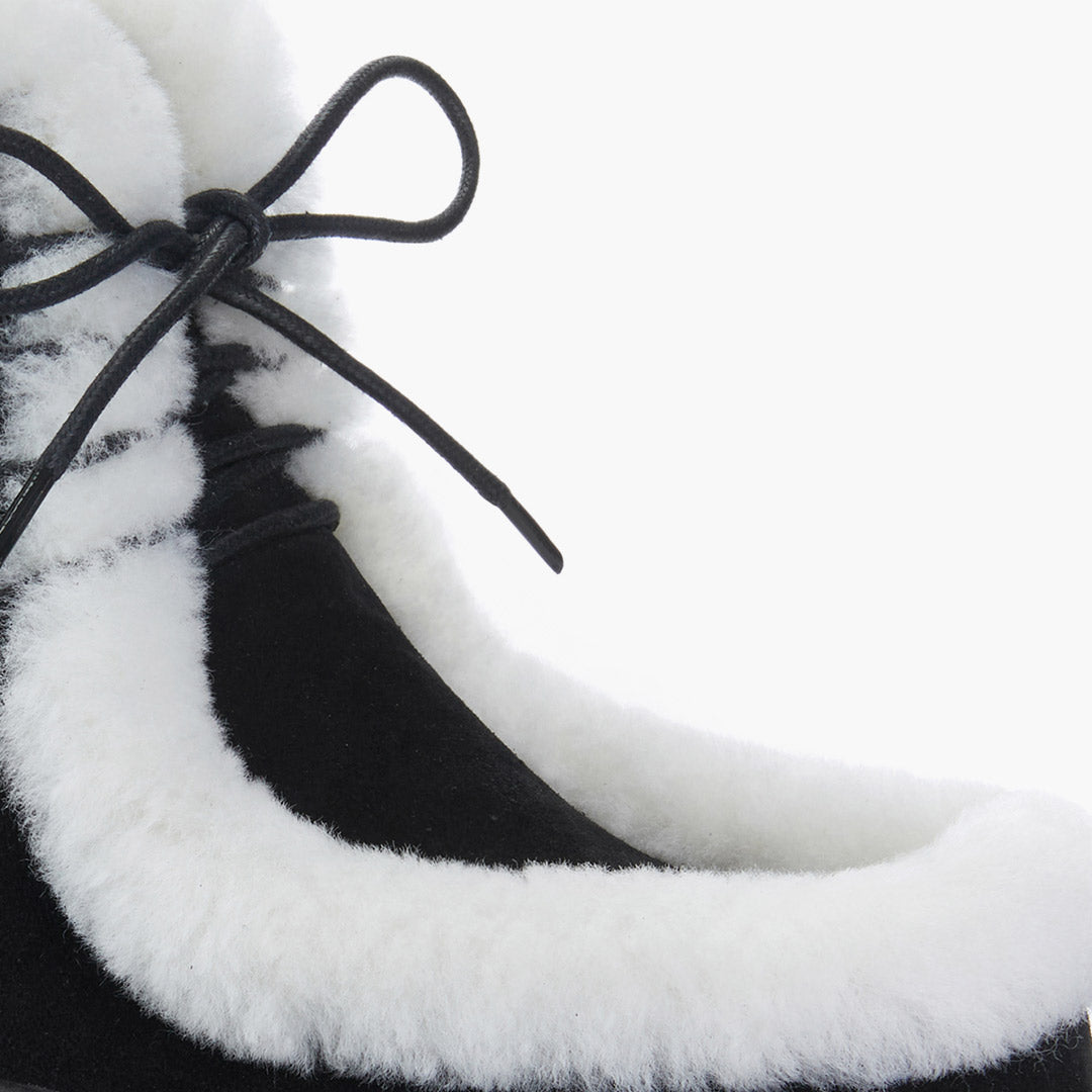 MARLO FUR - black suede ankle boots