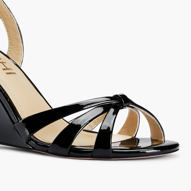 AMELIA BLACK PATENT - wedge heel sandals