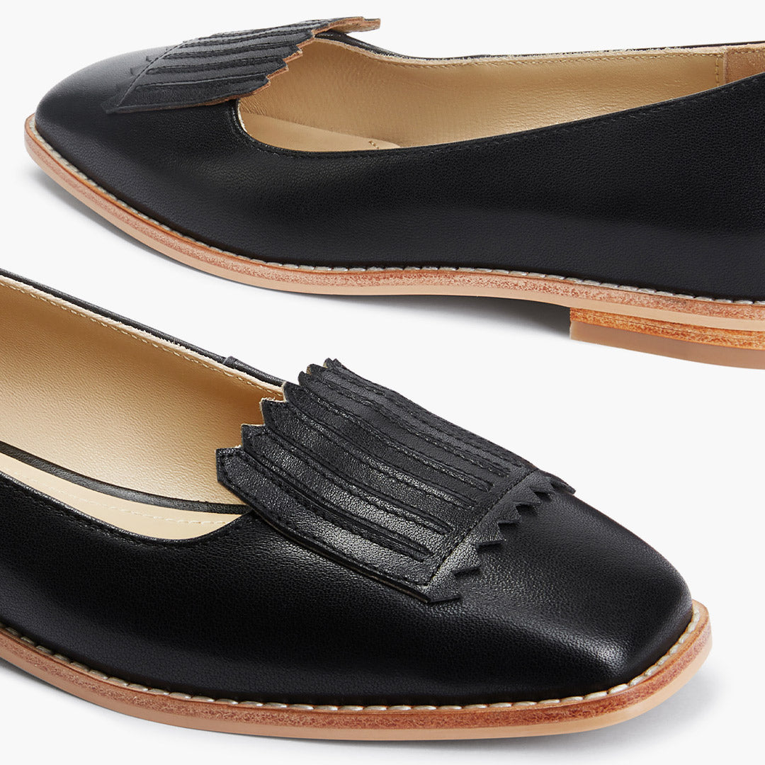 Freshfields Black - Leather Flats