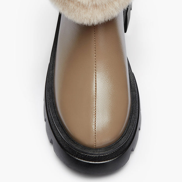 CAMERON BEIGE - fur lined ankle boots