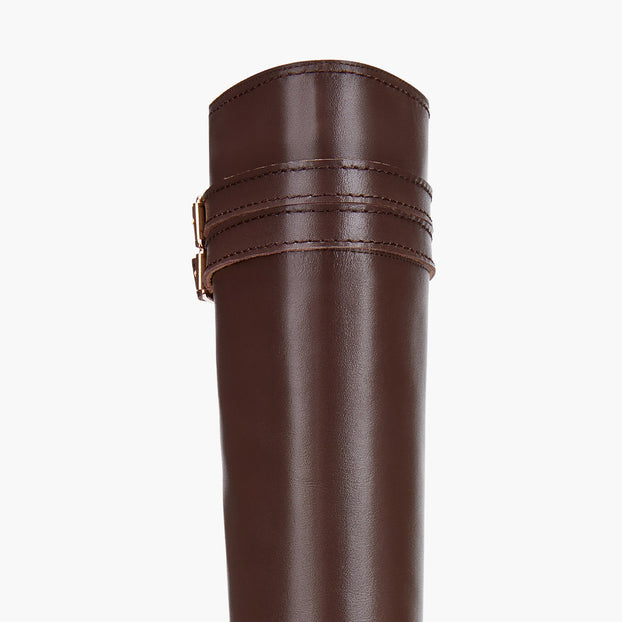 *CHICAGO BROWN - leather knee boots
