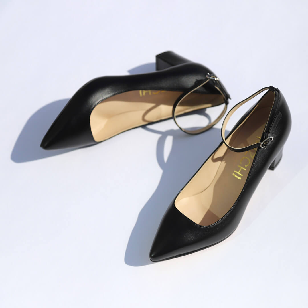 *UK size 2 - COURTNEY LEATHER - black, 5cm heels