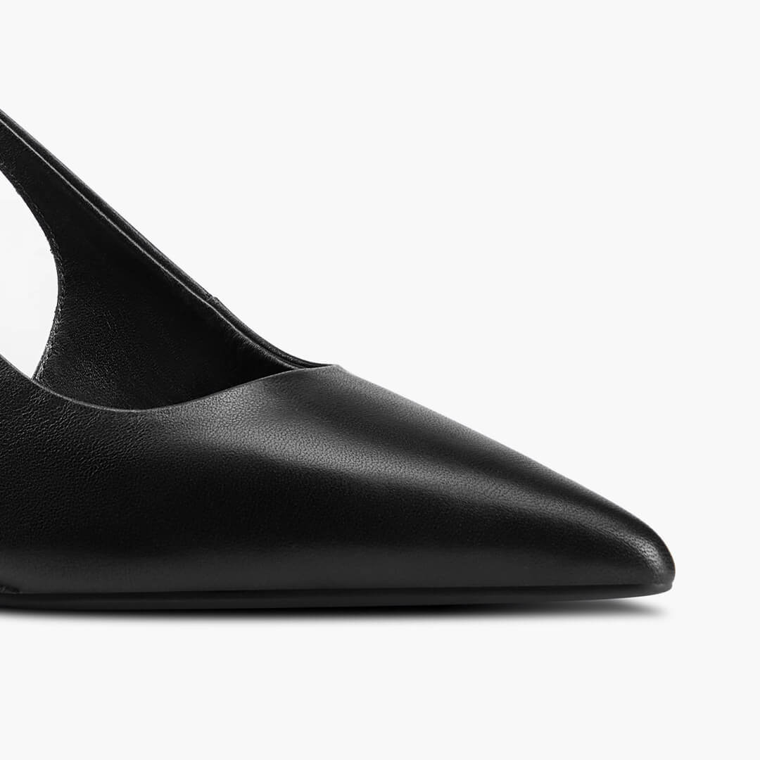 *ELLIOT - black leather slingback wedge