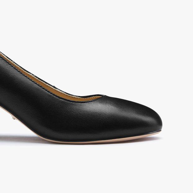 *FIONA - black leather chunky heel pump