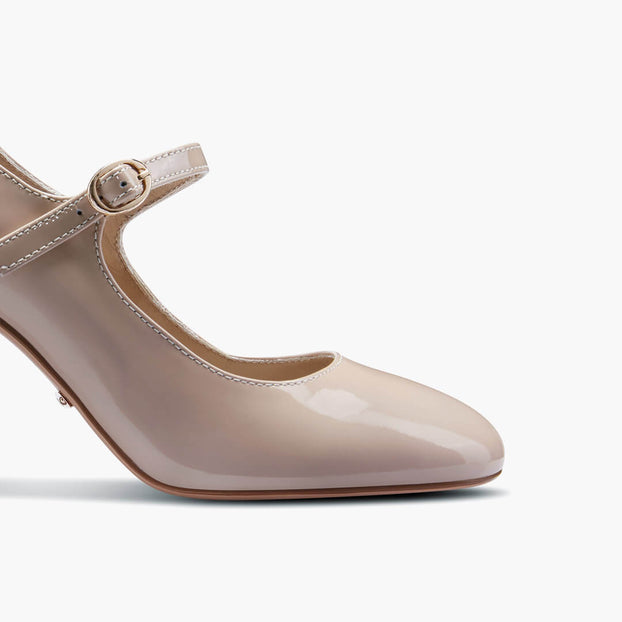 *GAYLE - beige patent mary jane pumps