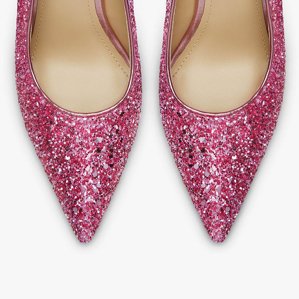 Pretty Pumps Petite Size Pink Glitter Classic Party Pumps by MIZCHI Pretty Small Shoes