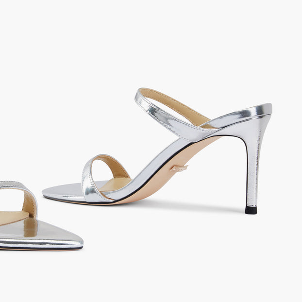 Maelis - Silver Leather Strap Mules