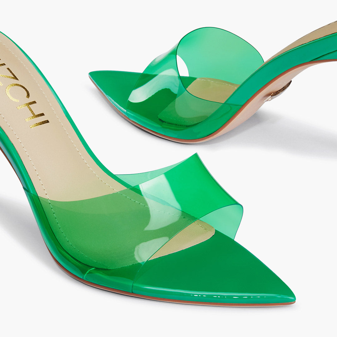 Marisol - Green PVC Pointed-toe Mules