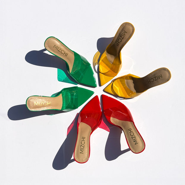 Marisol - Green PVC Pointed-toe Mules