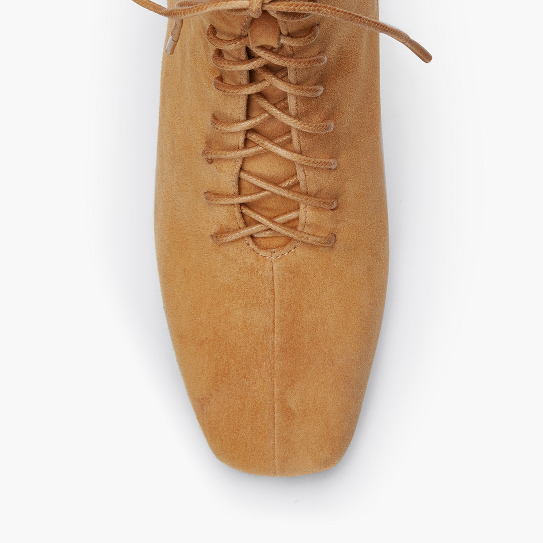 *MILO BEIGE- suede lace up bootie