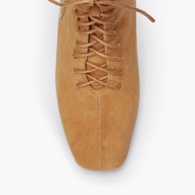 *MILO BEIGE- suede lace up bootie