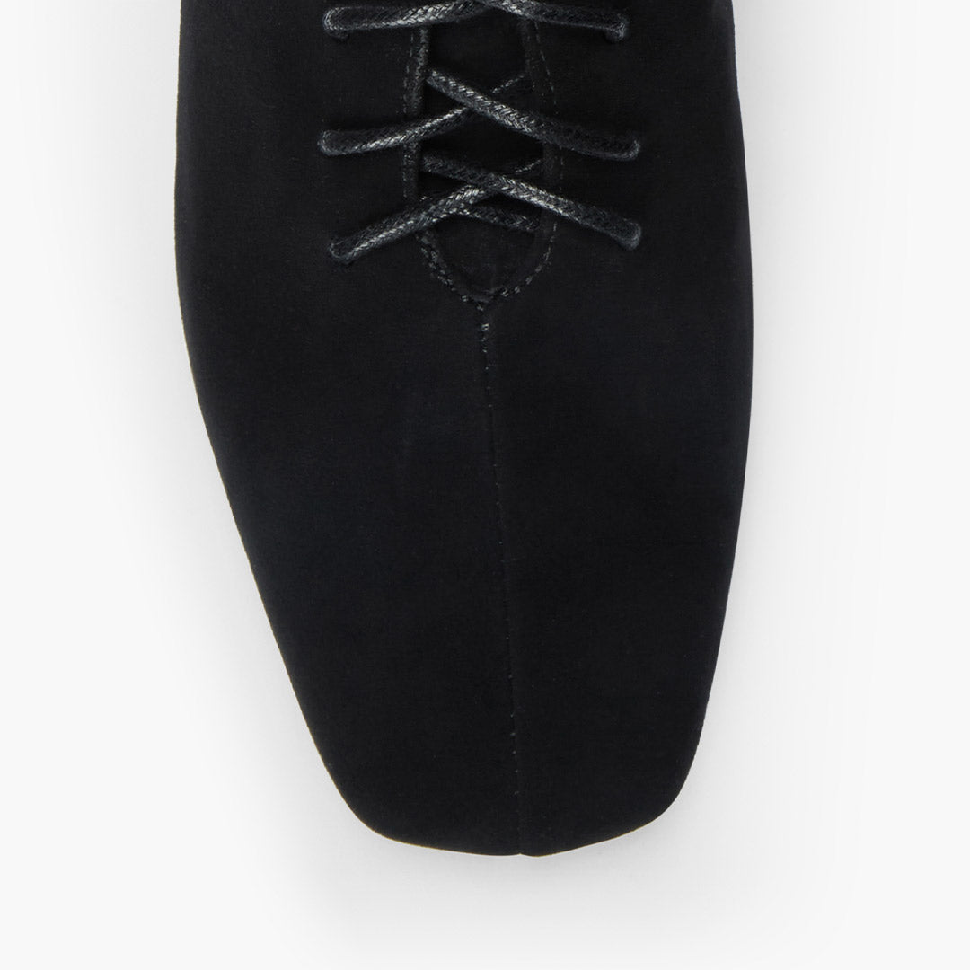 MILO BLACK- suede lace up bootie