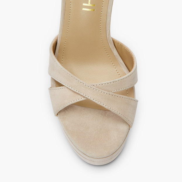 Nova Beige - Suede Platform Sandals