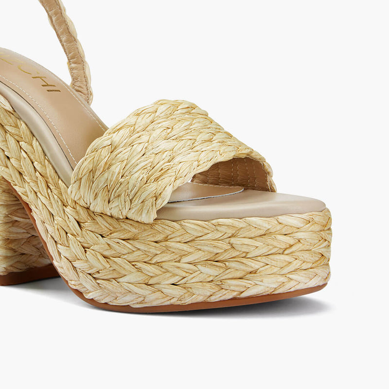 Petite Size Raffia Platform Sandals by MIZCHI Pretty Small Shoes