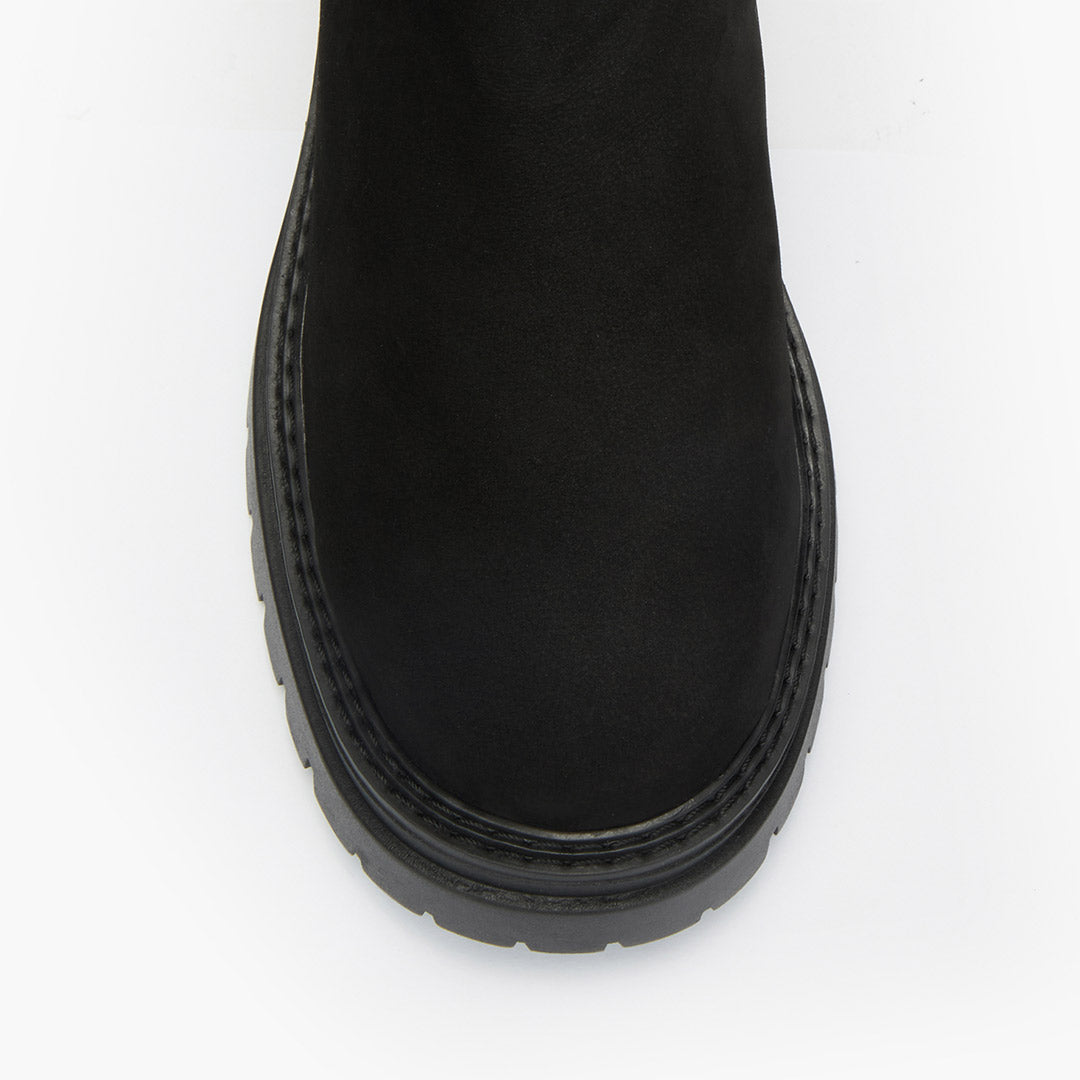 *SAIGE NUBUCK - flatform chelsea boots