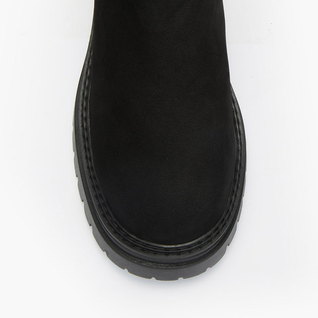 *SAIGE NUBUCK - flatform chelsea boots