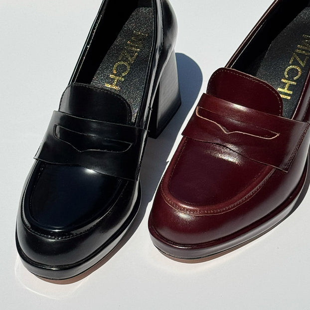 *SHARE BLACK - platform heel brogue