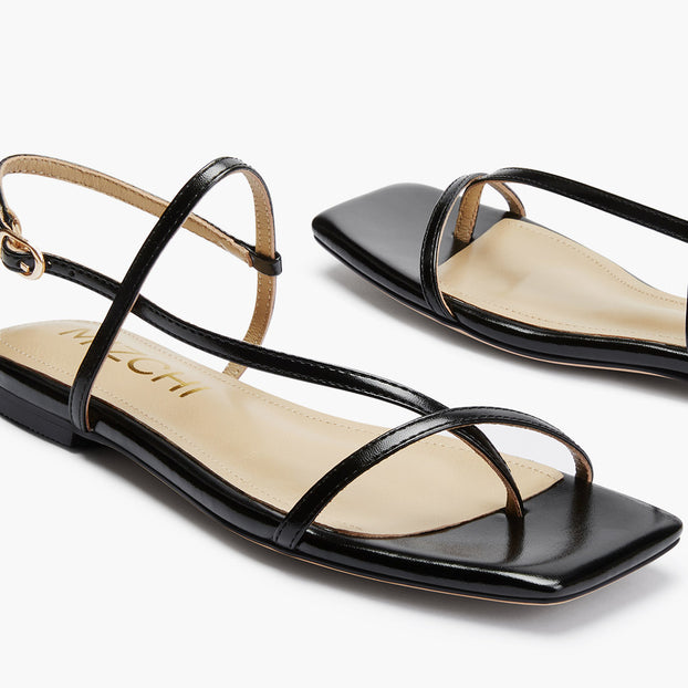 Sylus Black - Strappy flat Sandals