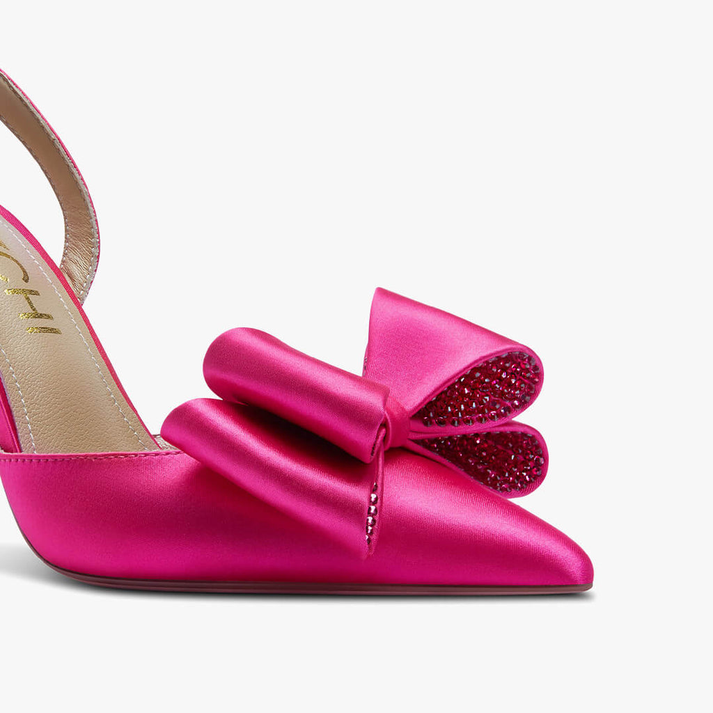 Petite Size Pink Satin Bow Slingback by MIZCHI Pretty Small Shoes