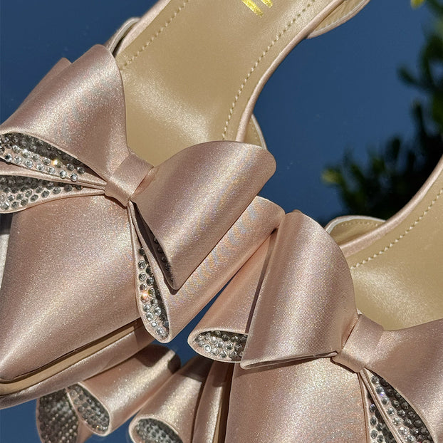 *ELYSIA - beige satin bow slingback