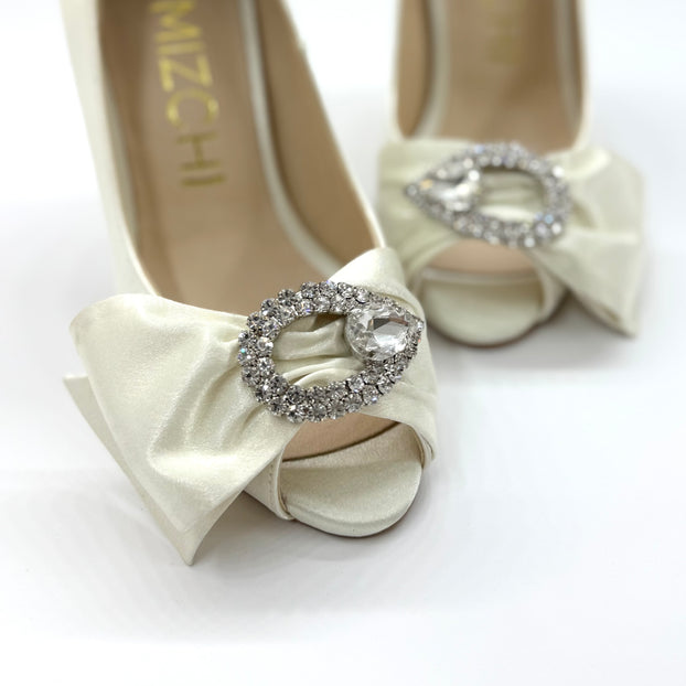 *UK size 13 - WHITE CHAPEL ivory satin , 8cm heels