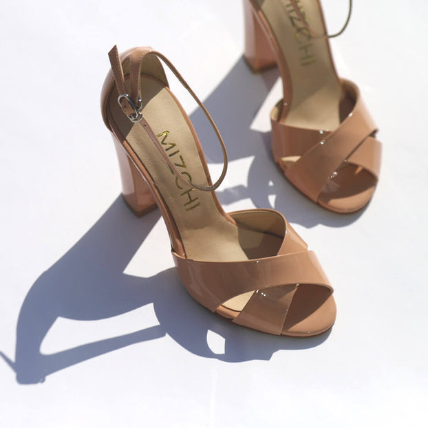 *UK size 13 - ALOVE PATENT - black, 9cm heels