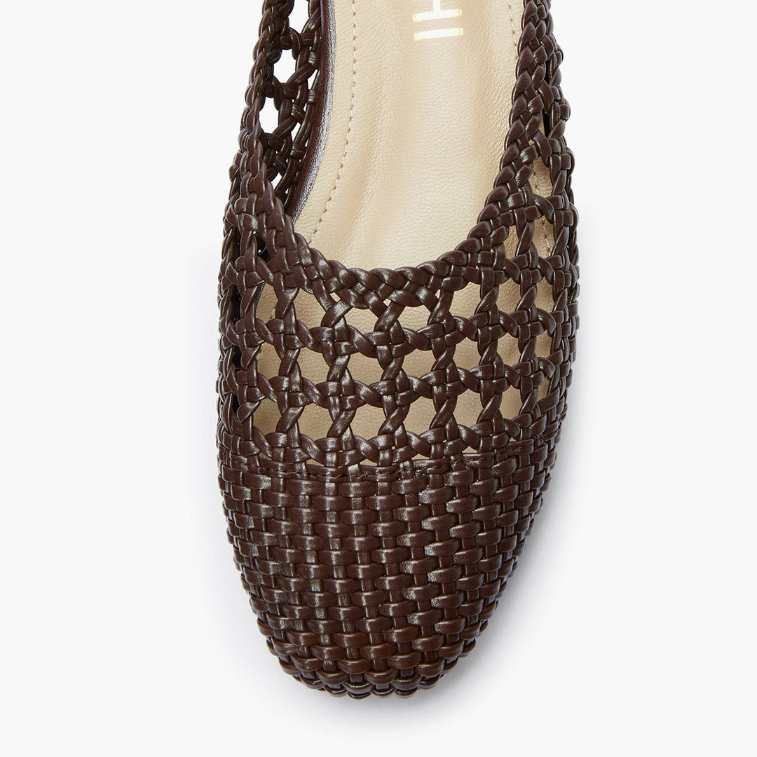 Alora Brown - Woven Leather Slides