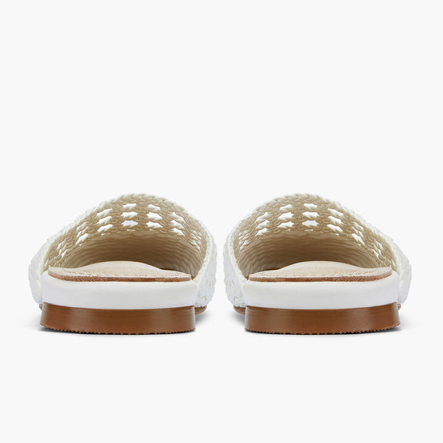 Alora White - Woven Leather Slides