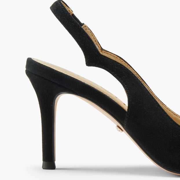 *ANGELIKA BLACK SUEDE - open toe slingback