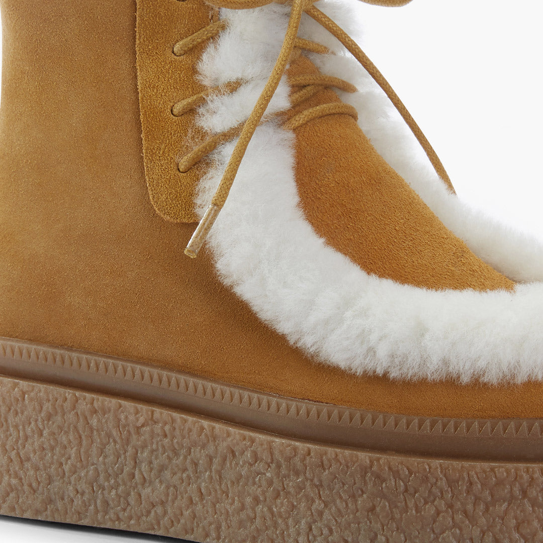 MARLO FUR - beige suede ankle boots